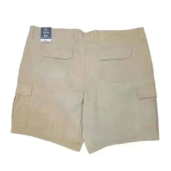 George Men's Tan Stone Wash Cotton/Spandex Cargo At the Knee Shorts NEW - Picture 8 of 10